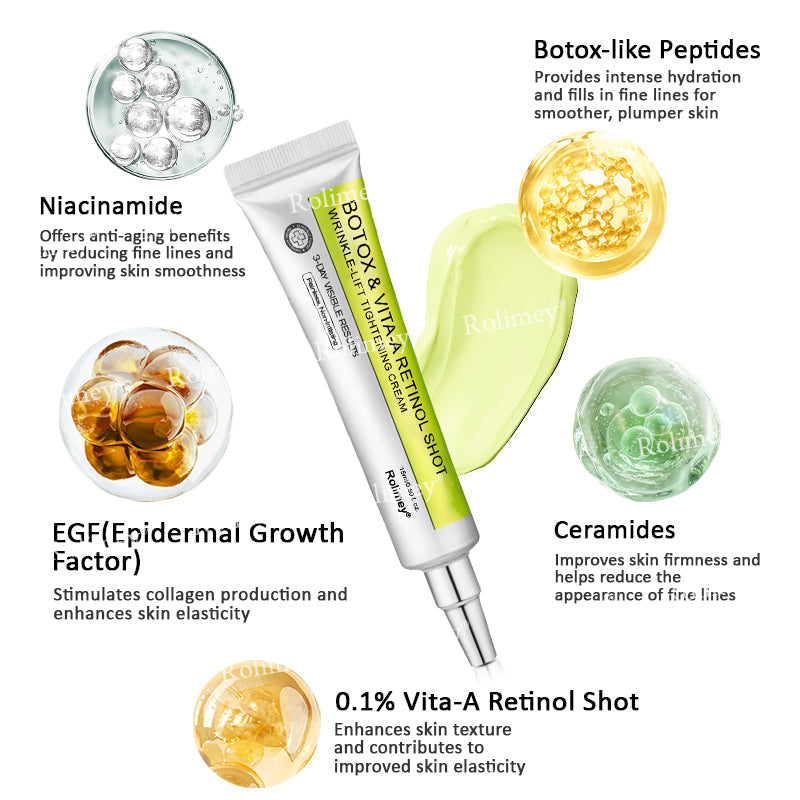 🍁👨‍⚕️Made and shipped from Canada 💫Rolimey® Botox & Vita-A Retinol Shot Wrinkle-Lift Tightening cream - Last Day Promotion 70% OFF
